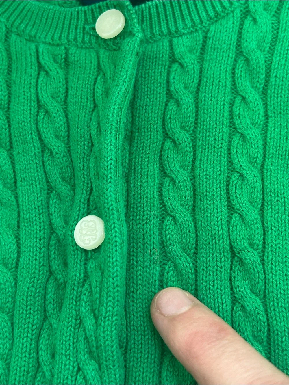 RALPH LAUREN Green Cable Knit Pony Button Up Cardigan Size 6